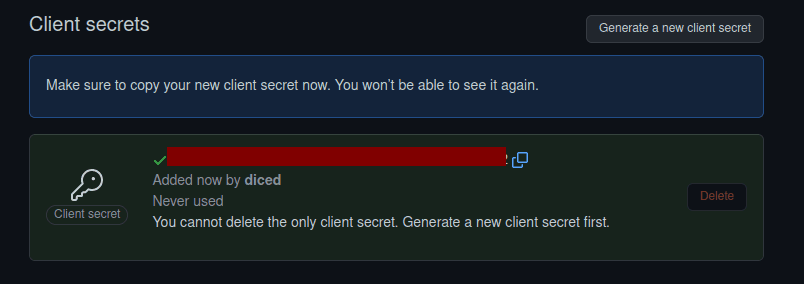 github oauth client id and secret