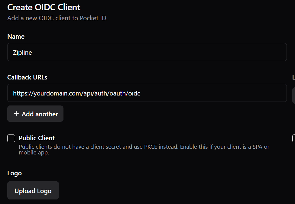pocket-id create client