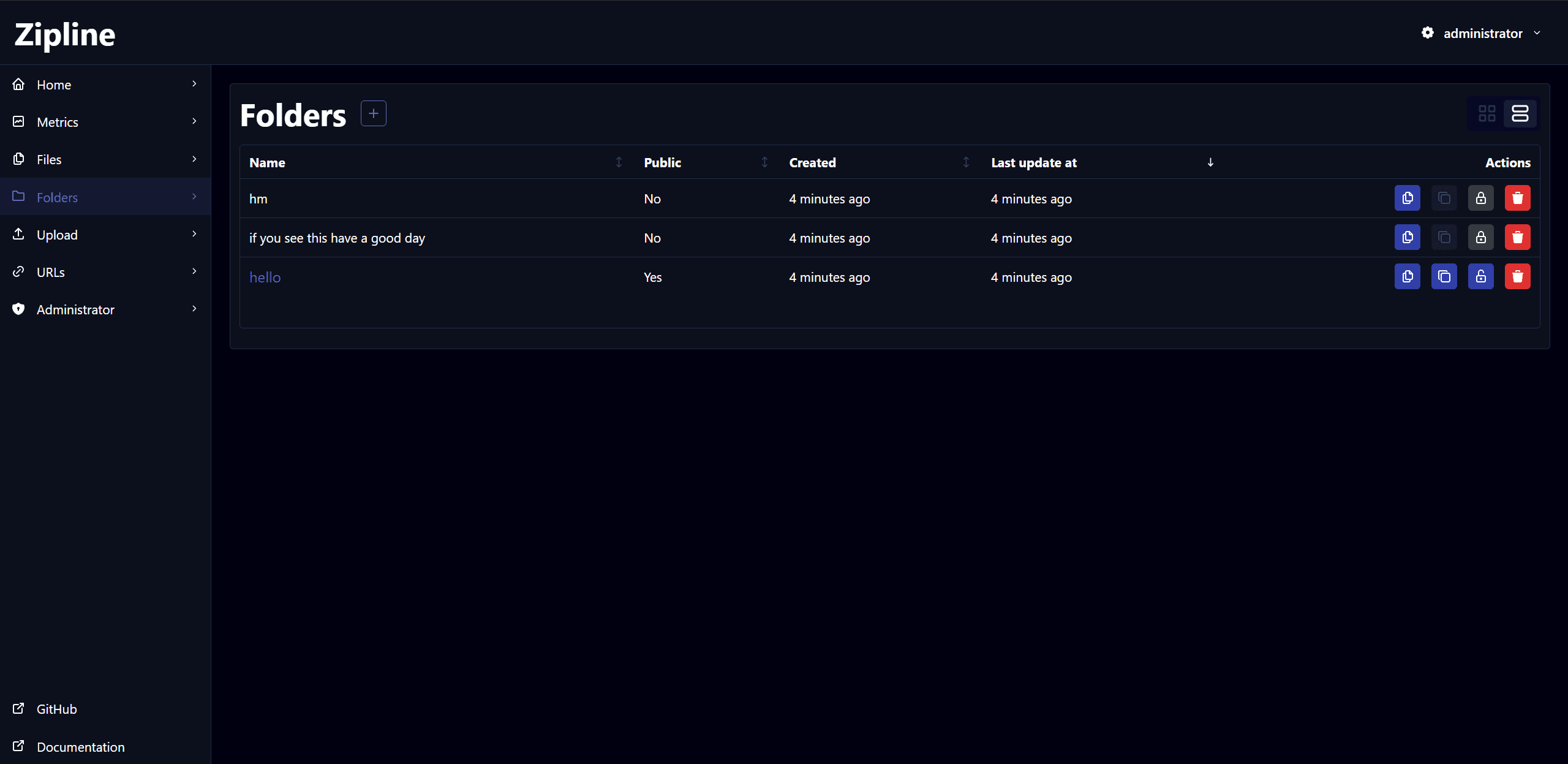 Folders page screenshot